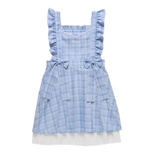Whinny格纹蝴蝶结连衣裙一字肩格子吊带女夏WH26SP03-L0003