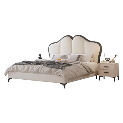 百冠环球储物真皮奶油蝴蝶儿童床