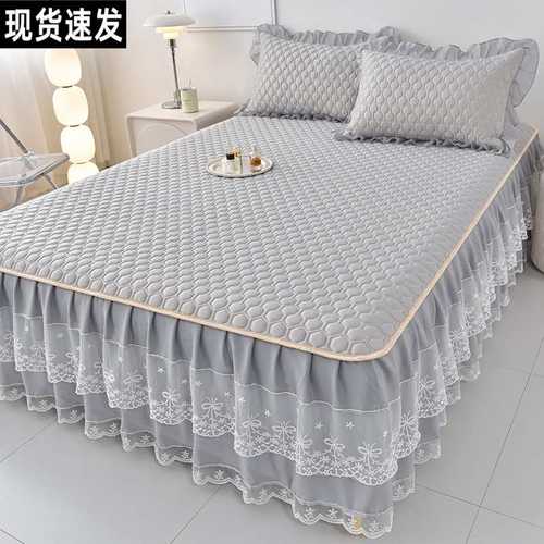 泰国乳胶冰丝凉席床裙款三件套可机洗软席子2025新款爆款夏季专用