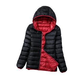 双面穿轻薄羽绒服女短款200斤超轻便超薄款两面穿妈妈加肥加大码