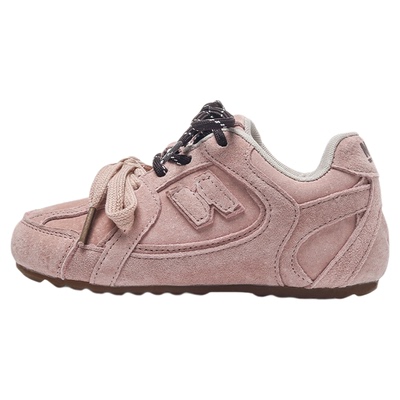 粉色女童鞋子冬季新款女孩真皮棉