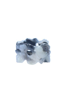 和田玉籽料青花喜上眉梢指环