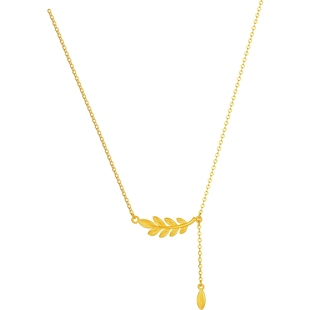 周六福黄金计价5G足金项链清雅金穗叶福链坠金枝玉叶系列新年礼物