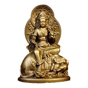 全铜普贤菩萨坐像摆件禅意工艺品汽车装饰品华严三圣家居客厅佛像