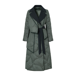 IDPAN女装冬季新款设计感时尚气质通勤保暖修身显瘦绿色羽绒服