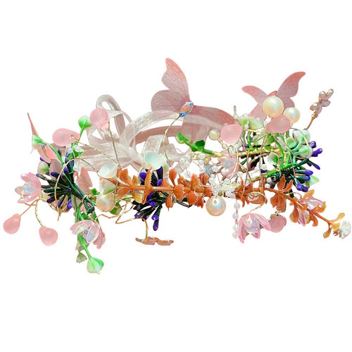 森系儿童皇冠头饰公主花环飘带超仙发箍花童婚礼头花头箍发饰发卡