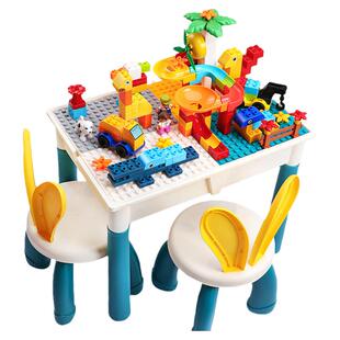 儿童多功能积木桌大颗粒拼装益智玩具3男女孩子宝宝拼图6新年礼物