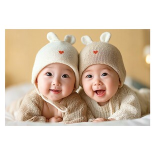 龙凤胎宝宝画报墙贴备孕娃娃照片年画娃娃送子图助孕双胞胎挂画hb