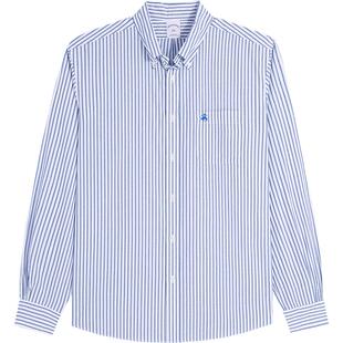 Brooks Brothers/布克兄弟男士春夏新款纯棉竖条纹口袋休闲衬衫