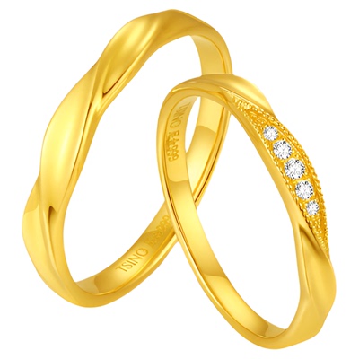 tsing轻珠宝黄金对戒情侣钻戒