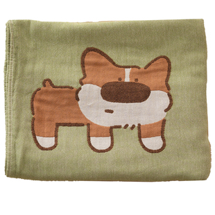 草地小狗纯棉纱布浴巾大人全棉吸水不掉毛裹全身女款大毛巾浴巾男