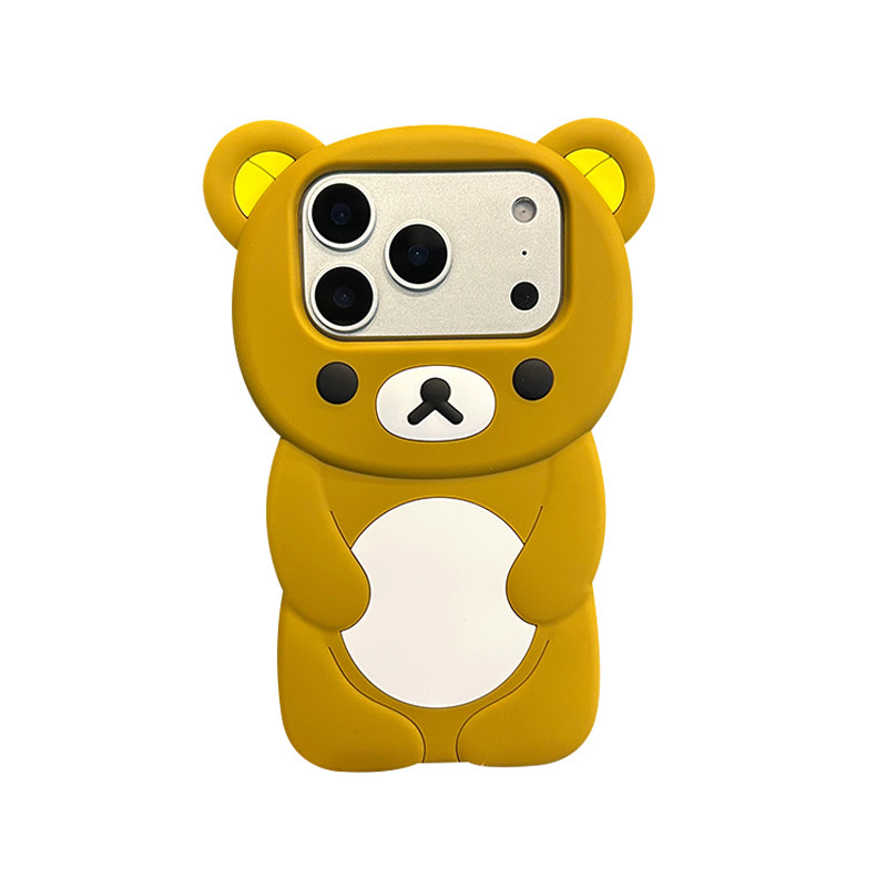 立体轻松熊适用苹果17promax手机壳iphone16新款15pro女14/13软硅胶套12/11卡通xsmax全包6/7/8plus防摔4/5s