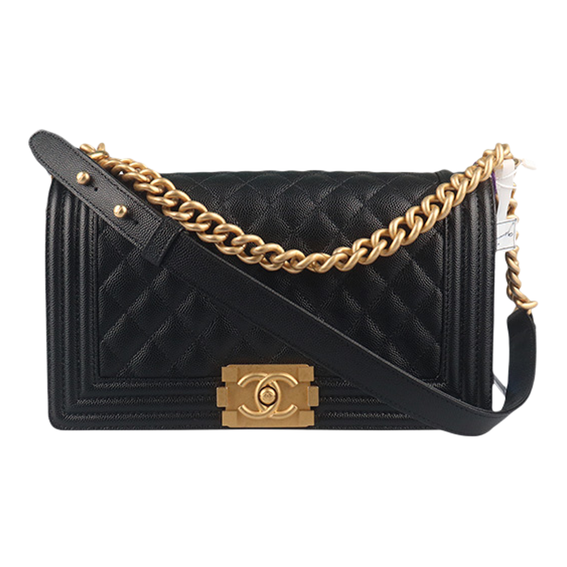 【自营】中古95新CHANEL(香奈儿)LE BOY黑色荔枝皮中号斜挎包