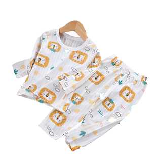 儿童睡衣纯棉男孩女孩2025新款长袖男童女童空调服夏天宝宝家居服