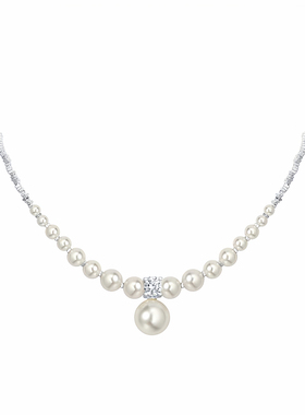 925银王妃贝珠珍珠碎银项链ins小众轻奢简约百搭设计闺蜜女友礼物