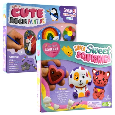 Really Cute Rock Painting Super Sweet Squishies 可爱石头绘画 可爱解压玩偶 艺术启蒙 益智活动 绘画材料包 英文原版进口图书