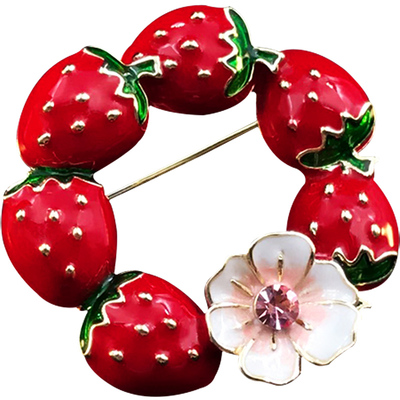 米小图红色草莓串胸针