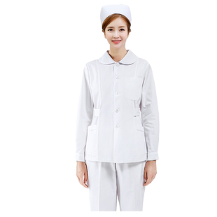 护士服女长袖分体套装一整套短款娃娃领蓝色大码医护工作制服冬装