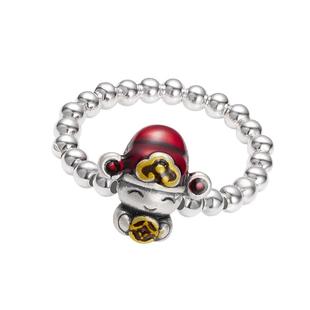 足银戒指女纯银财神设计个性时尚简约百搭活口指环男潮流尾戒