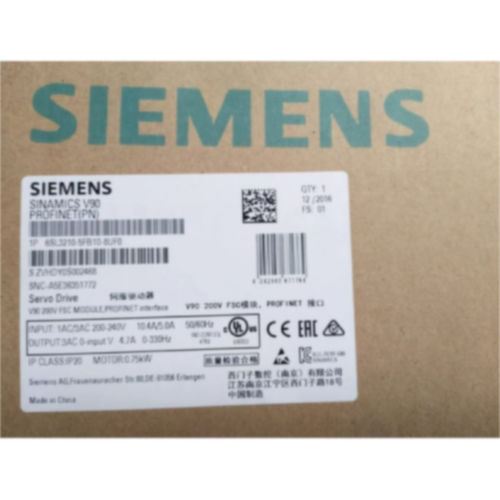 议价6SL32105FB108UF0西门子V90伺服驱动器0.75KW 6SL3210-5FB10-