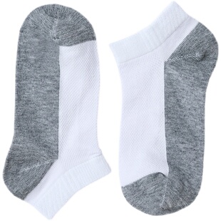 男童白色袜子纯棉学生袜薄款透气夏季儿童船袜网眼幼儿园袜女童袜