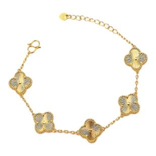 新款黄金手链金包银9999四叶草五花小众仿真手饰链子亮面款不掉色