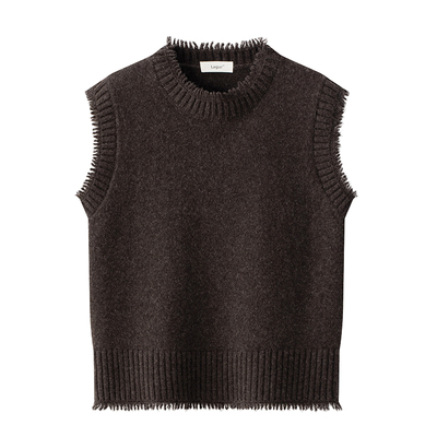 高级感短须纯羊毛宽松针织背心女