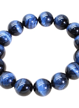 如鸿天然蓝色虎眼石单圈手串
