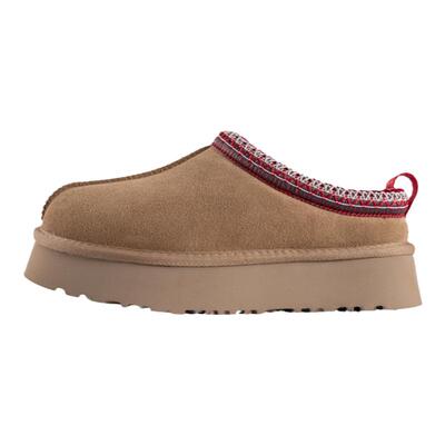 桑坡民族风厚底半拖冬季雪地靴女羊皮毛一体外穿加绒加厚棉拖鞋子