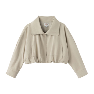 KXLFCHN空穴来风 春秋百搭短款夹克宽松款休闲拉链纯色上衣外套女