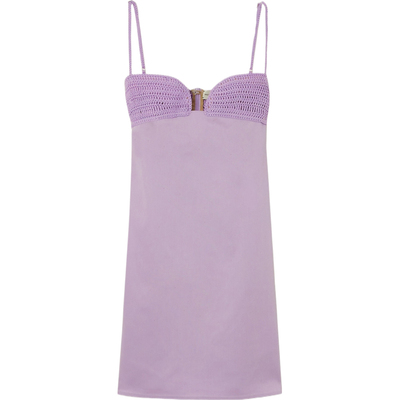 Magda Butrym 春夏女钩编边饰莱赛尔混纺吊带连衣裙