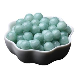 7A豆绿色翡翠玉髓散珠手串半成品diy串珠编织手链项链饰品配件