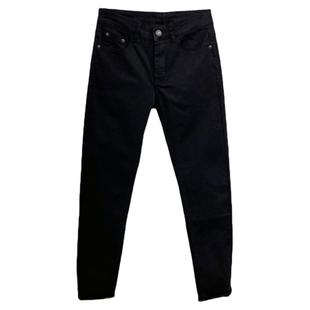 一条时尚百搭的纯黑色修身小脚九分牛仔裤男潮夏秋青年弹力中低腰