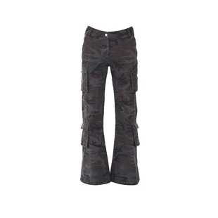 YOUSER设计师品牌LOOKNOW早秋新款绿色黑色迷彩工装裤女