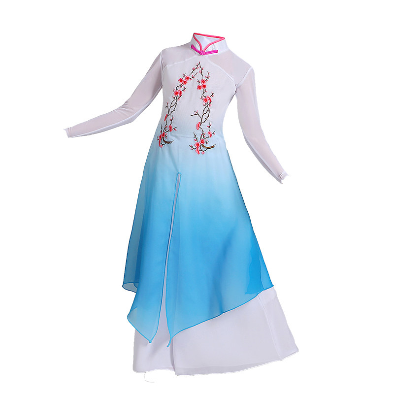 新款民族舞蹈服装大合唱梅花颂古典舞蹈服秧歌服团扇演出服女长裙