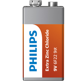 飞利浦正品9v碳性碱性电池九伏方形方块万表通用烟雾报警器体温枪九伏万用表红外线测温仪专用仪器遥控器6f22