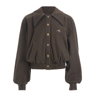 ABMY 纽约街头 美式复古宽松外套女街头百搭设计感翻领夹克上衣