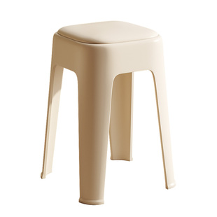 凳子加厚软包方凳家用结实耐用可叠放板凳中古风客厅备用塑料高凳