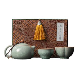 敦煌梵音玉露冰裂茶具套装博物馆文创礼品遇水化冰开片西施壶礼盒