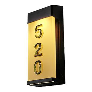 室外太阳能门牌灯定制别墅庭院号码牌感应灯免布线发光门牌号指示标志牌户外防雨防水灯牌轻奢简约现代