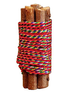 朱砂桃木枝五色绳线东南七根