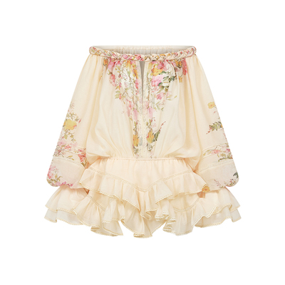 一字肩露肩长袖连体裤裙