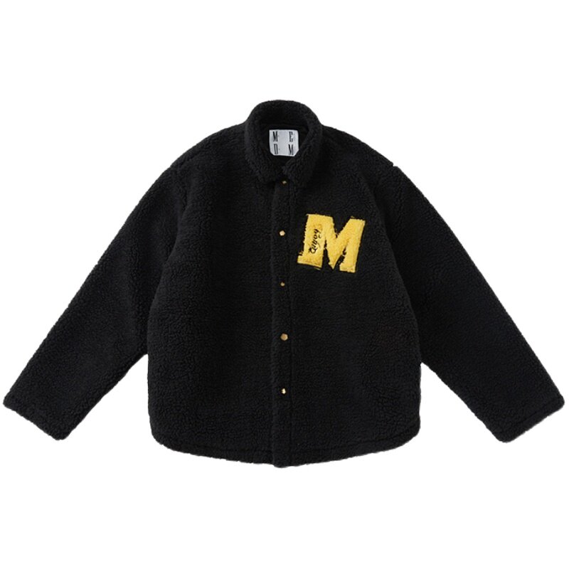 medm潮牌字母刺绣毛外套冬季衣服