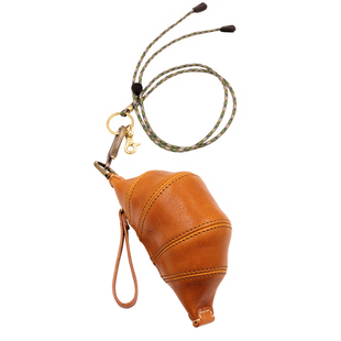 重工植鞣牛皮复古可颂牛角零钱包真皮便携文玩手串耳机口红收纳包