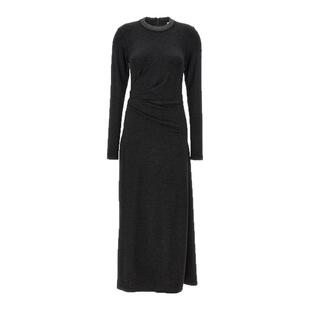 BC/Brunello Cucinelli 秋冬女士捏褶修身羊毛长款连衣裙银泰