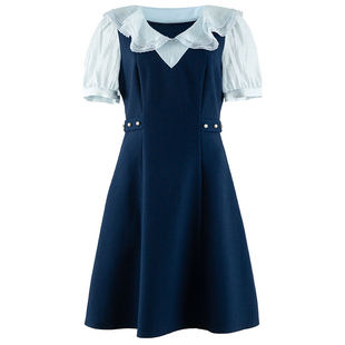 衣纱布菲海萍 小香风连衣裙女装夏装泡泡袖气质名媛a字裙