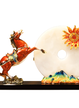 珐琅彩！马到成功摆件高端大气