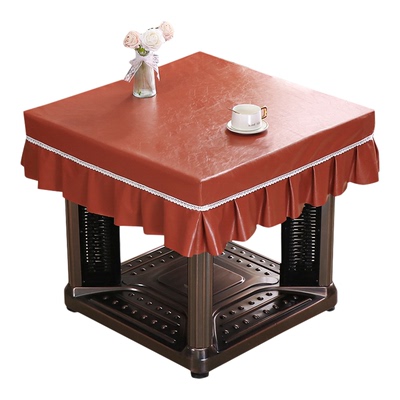 烤火桌罩套皮罩正方形麻将取暖桌电炉茶几皮套防水防油免洗pu罩套