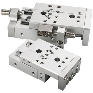 气动直线导轨滑台气缸HLQ6/8/12/16/20-10X20-30/40/50/75*100AST