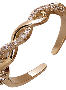 古婷麻花编织开口戒指高级感